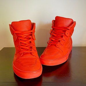 Balenciaga Perforated Stripe Men's High Top Red